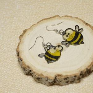 RVS oorbellen met leuke handgemaakte bijen