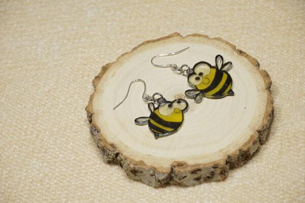 RVS oorbellen met leuke handgemaakte bijen