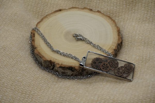 RVS ketting met steam punk hanger