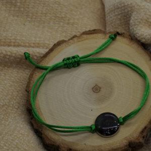 RVS groen satijn armband met Noorderlicht en Pyriet