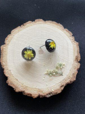 Roestvrijstalen Oorbellen Resin met Echte Bloemen