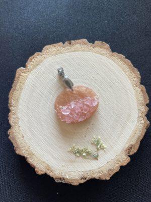 Roestvrijstaal Hanger Resin Bloem Rozenkwarts Roze