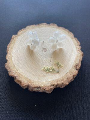 Elegante Bloem Oorbellen van Resin en Roestvrijstaal - Glitter Wit
