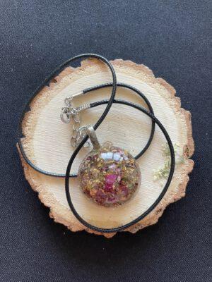 Prachtige Wax Ketting met Echte Gedroogde Bloemen - groot