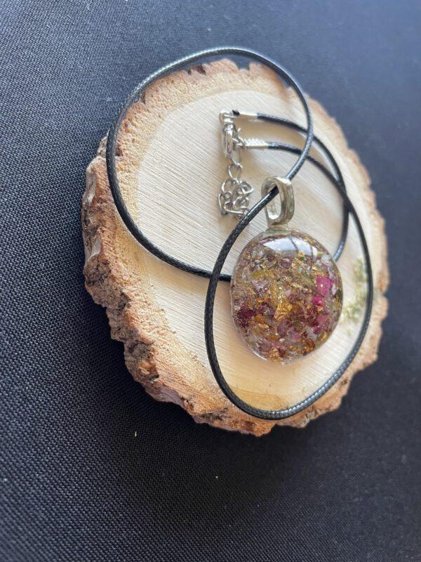 Prachtige Wax Ketting met Echte Gedroogde Bloemen - groot