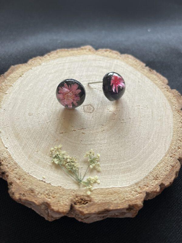 Roestvrijstalen Oorbellen Resin met Echte Roze Bloemen