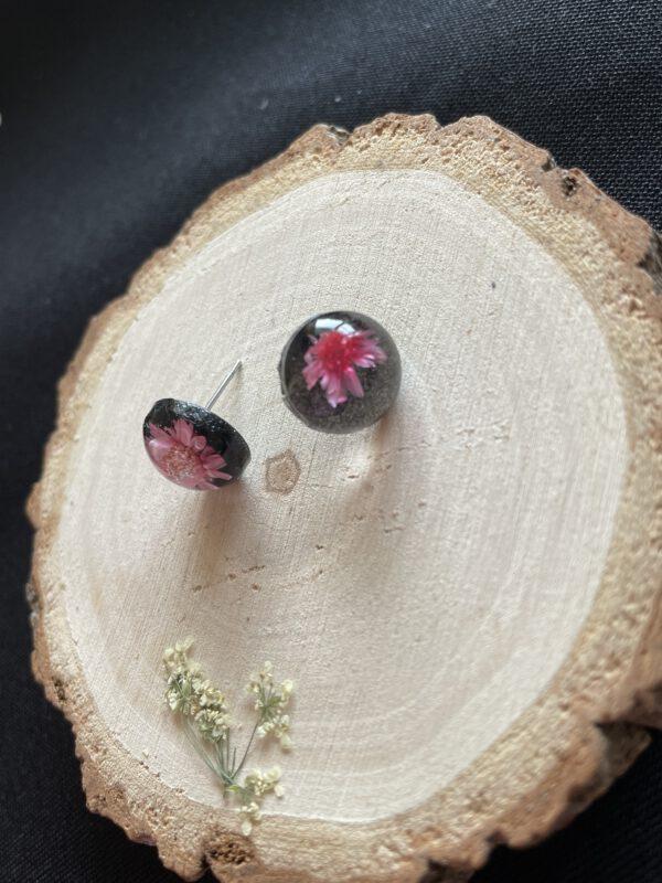 Roestvrijstalen Oorbellen Resin met Echte Roze Bloemen