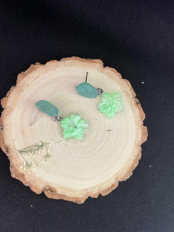 Roestvrijstalen Oorbellen met Aventurijn en Glow in the Dark Lotus Bloemen