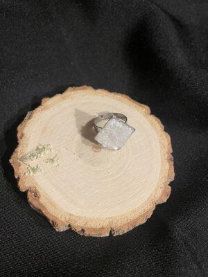 Roestvrijstalen Verstelbare Vierkant Ring met Bergkristal