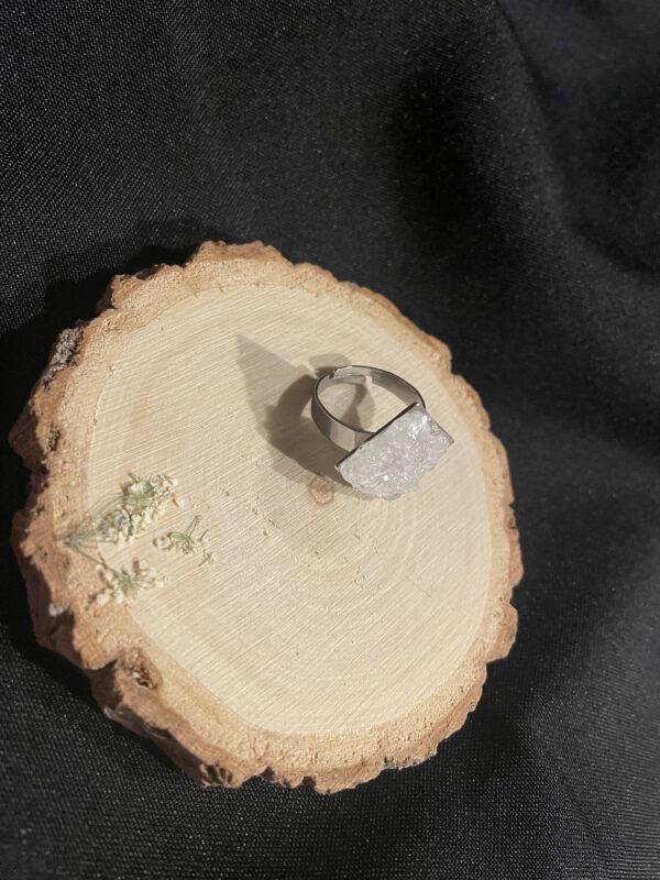 Roestvrijstalen Verstelbare Vierkant Ring met Bergkristal