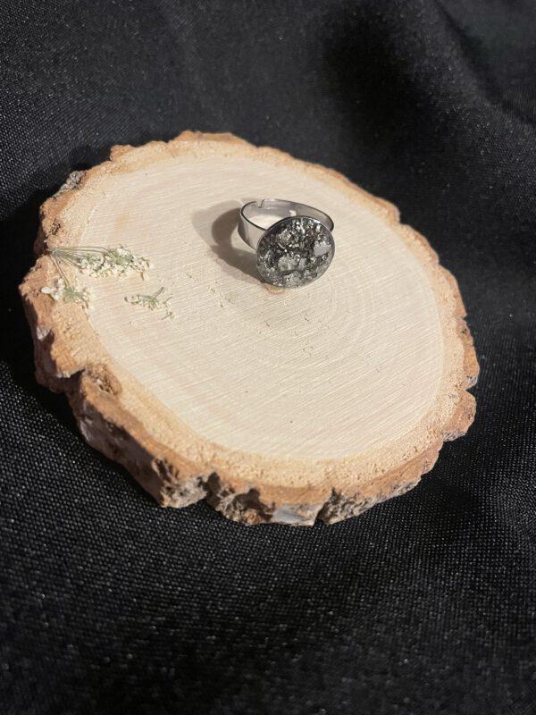 Roestvrijstalen Verstelbare Ring met Pyriet