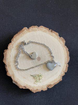 Roestvrijstalen Verstelbare Hart Armband met Bergkristal