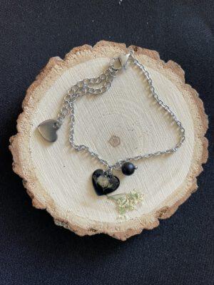 Roestvrijstalen Hart Armband Zwart met Agaat - Rust en Acceptatie 