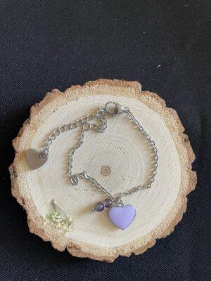 Roestvrijstalen Verstelbare Hart Armband met Amethist