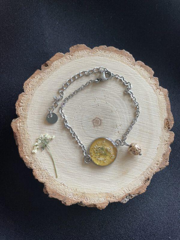 Roestvrijstalen Armband Goud Bloem met Lavasteen