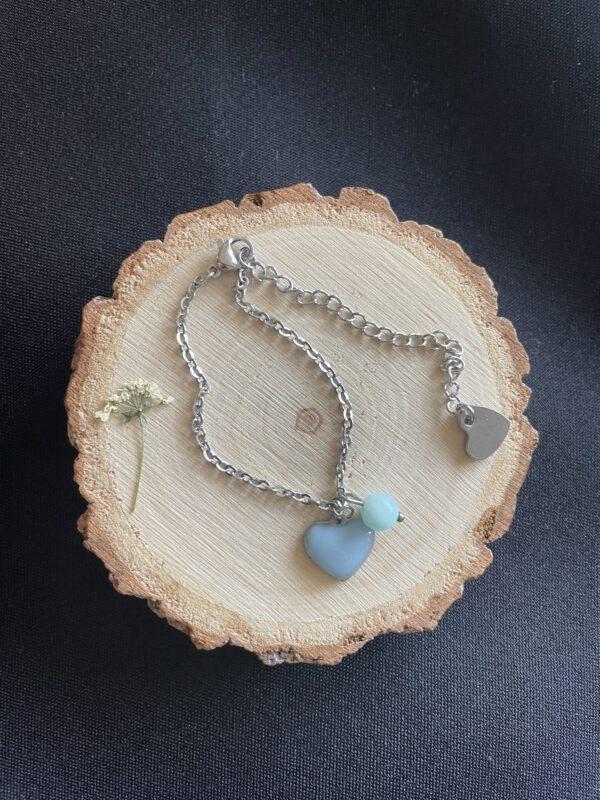 Roestvrijstalen Hart Armband Blauw met Amazoniet