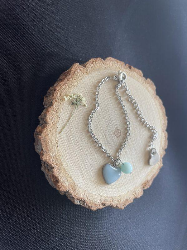 Roestvrijstalen Hart Armband Blauw met Amazoniet