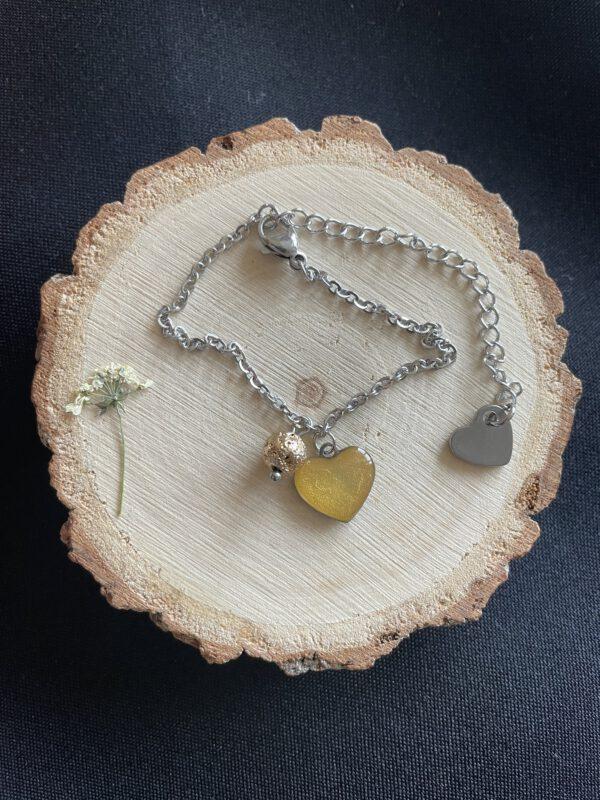 Roestvrijstalen Hart Armband Goud Bloem met Lavasteen