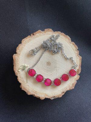 Roestvrijstalen Rondjes Rood Ketting van 50cm.