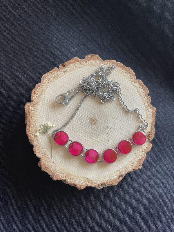 Roestvrijstalen Rondjes Rood Ketting van 50cm.