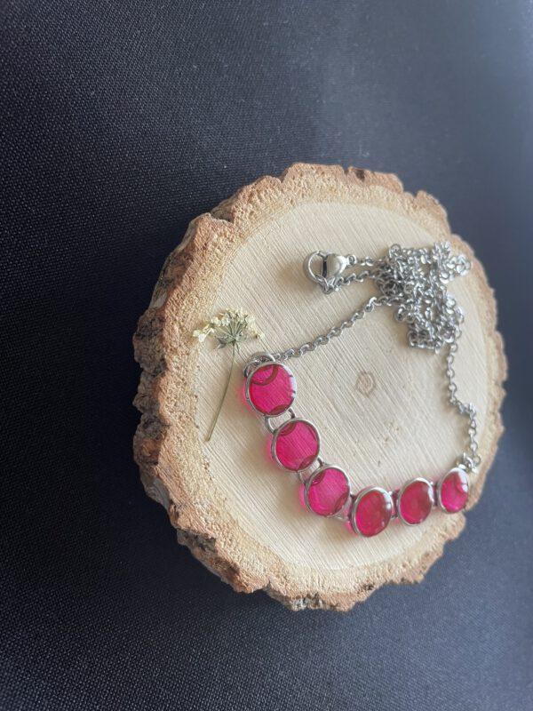 Roestvrijstalen Rondjes Rood Ketting van 50cm.