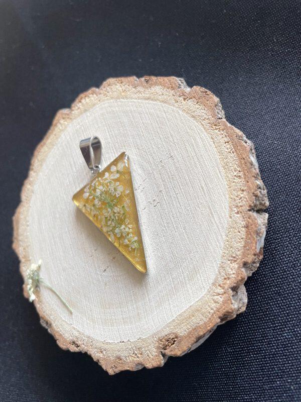 Roestvrijstaal punt Hanger Goud met Witte Bloemen