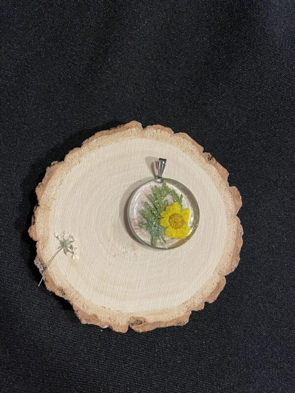 Roestvrijstalen Hanger Glitter Geel Bloem