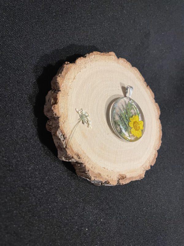 Roestvrijstalen Hanger Glitter Geel Bloem