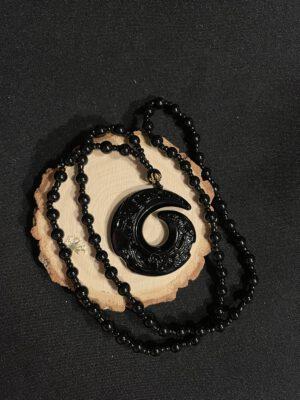 Ketting Van Volledige Zwarte Obsidiaan