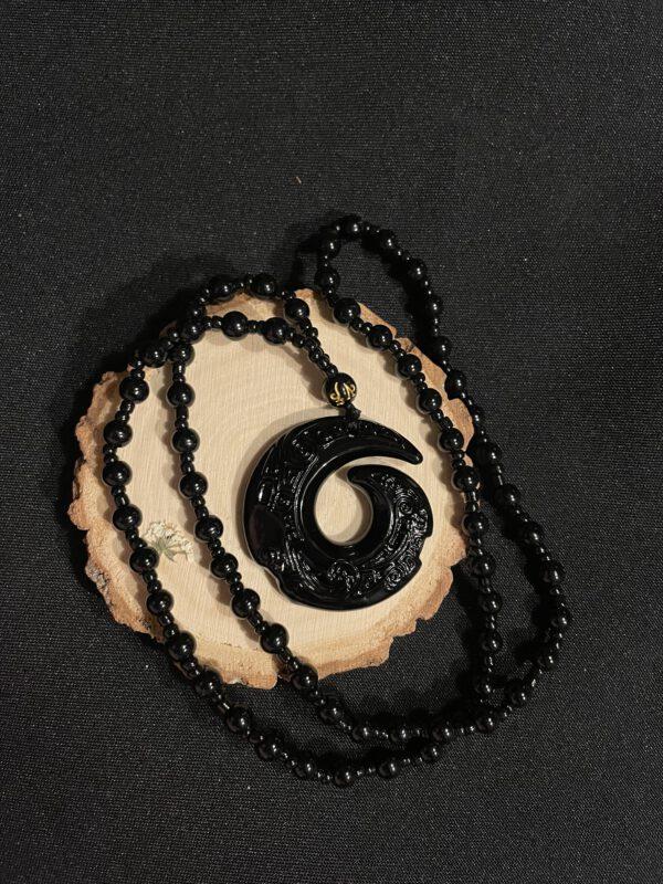 Ketting Van Volledige Zwarte Obsidiaan
