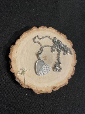 Roestvrijstalen Hart Ketting Glitters Bloem