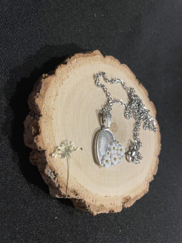 Roestvrijstalen Hart Ketting Glitters Bloem