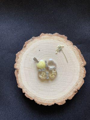 Roestvrijstalen Hanger Resin Klavertjevier Geel Sparkle