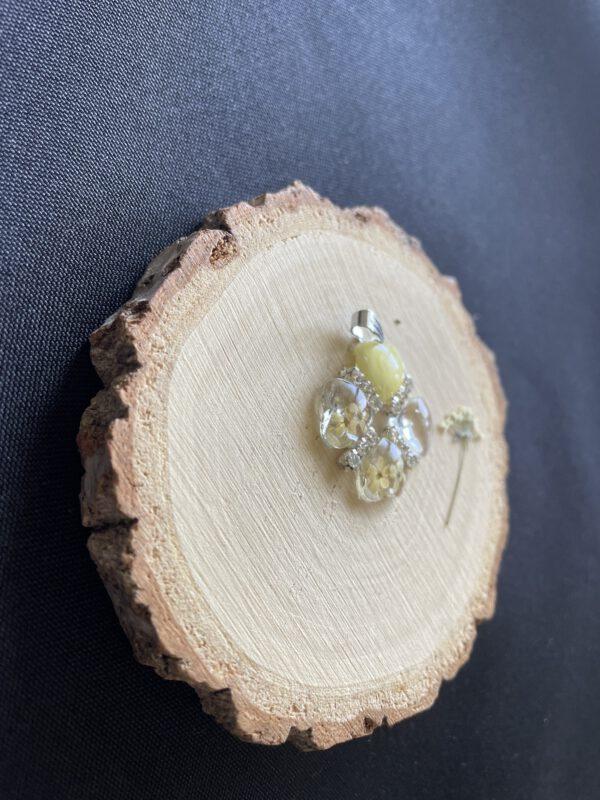 Roestvrijstalen Hanger Resin Klavertjevier Geel Sparkle