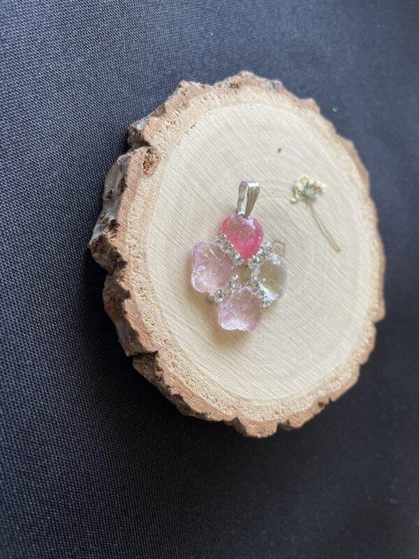 Roestvrijstaal Hanger Resin Klavertjevier Glitter Roze Rozenkwarts