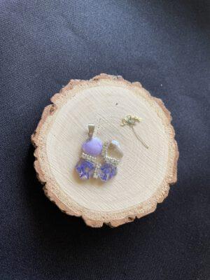 Roestvrijstalen Hanger Resin Klavertjevier Paars Sparkle
