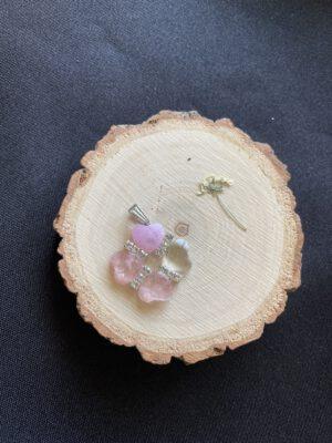 Roestvrijstaal Hanger Resin Klavertjevier Licht Roze Rozenkwarts