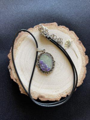 Wax Ketting met hanger met Amethist trommelsteentjes