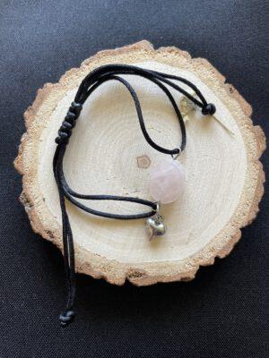 Verstelbare armband met Rozenkwarts en hart
