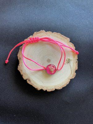Verstelbare Satijnen Armband met bloemen Roze