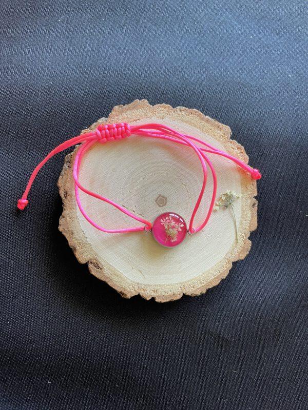 Verstelbare Satijnen Armband met bloemen Roze