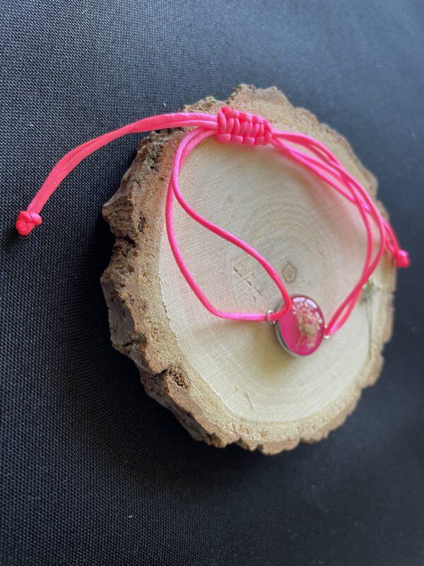 Verstelbare Satijnen Armband met bloemen Roze