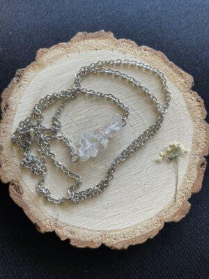 Roestvrijstalen Ketting met Bergkristal Splitsteentjes