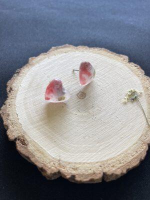 Roestvrijstalen Hartvormige Oorstekers Glitter Donker Roze Bloem – Tijdloze Elegantie en Symbolische Liefde