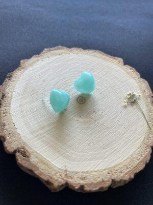 Plastic Hartvormige Oorstekers Glitter Groen Fel
