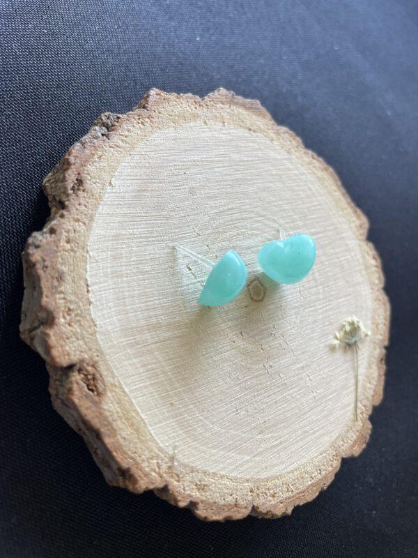 Plastic Hartvormige Oorstekers Glitter Groen Fel