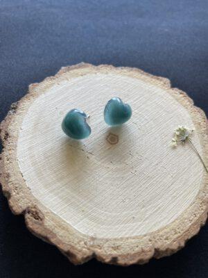 Roestvrijstalen Hartvormige Oorstekers Glitter Groen donker – Tijdloze Elegantie en Symbolische Liefde