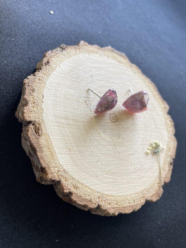 Roestvrijstalen Hartvormige Oorstekers Glitter Roze