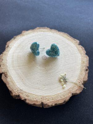 Roestvrijstalen Hartvormige Oorstekers Glitter Blauw