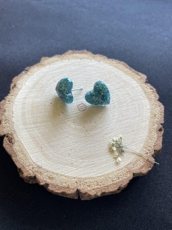 Roestvrijstalen Hartvormige Oorstekers Glitter Blauw
